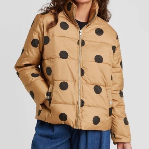 SHIP ⬇️ PRICE FIRM! NEW! Polka Dot Print Brown Puffer Women’s - Picture 5 of 6